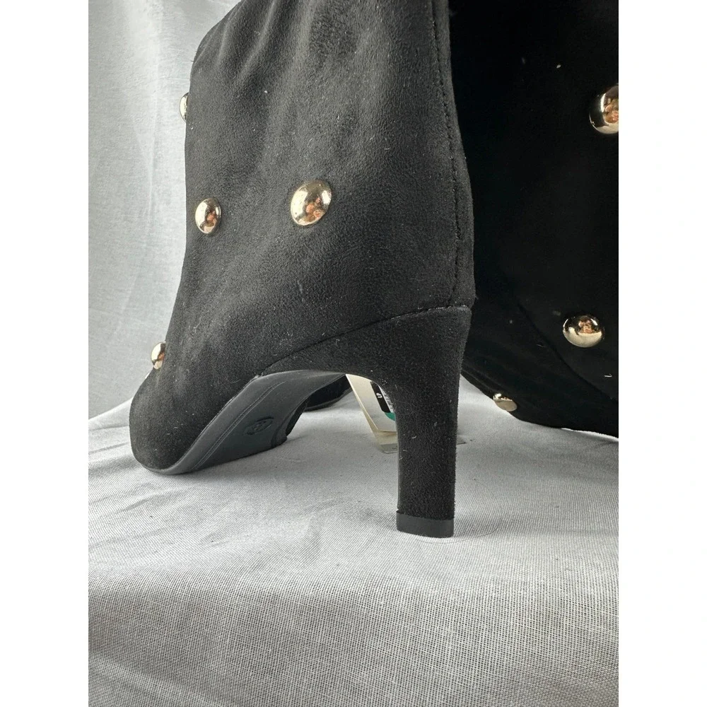 A New Day Black Faux Suede Studded Over The Knee‎ Boots Pointed Toe Size 8